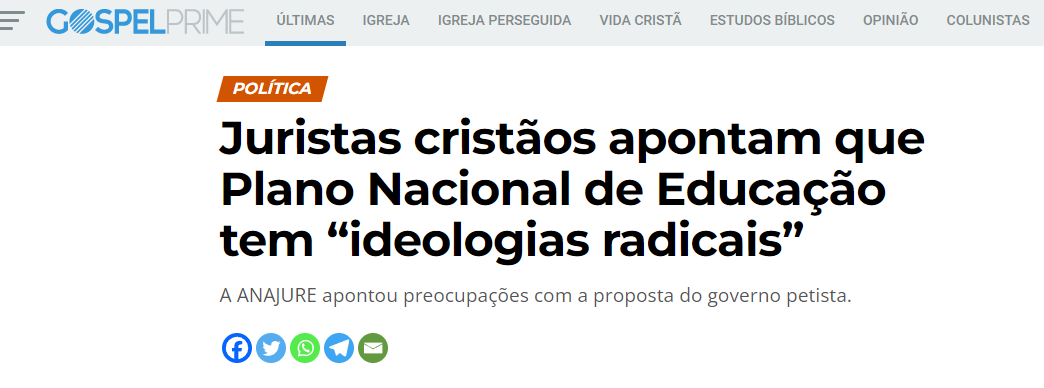 Gospel Prime Juristas Crist Os Apontam Que Plano Nacional De Educa O